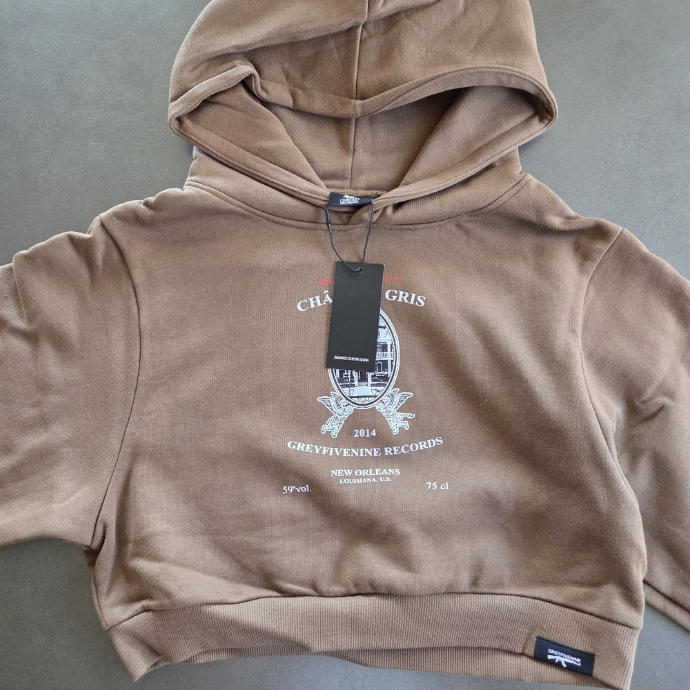 G59 Womens Brown Chateau Cropped Hoodie Size Medium NWT Streetwear